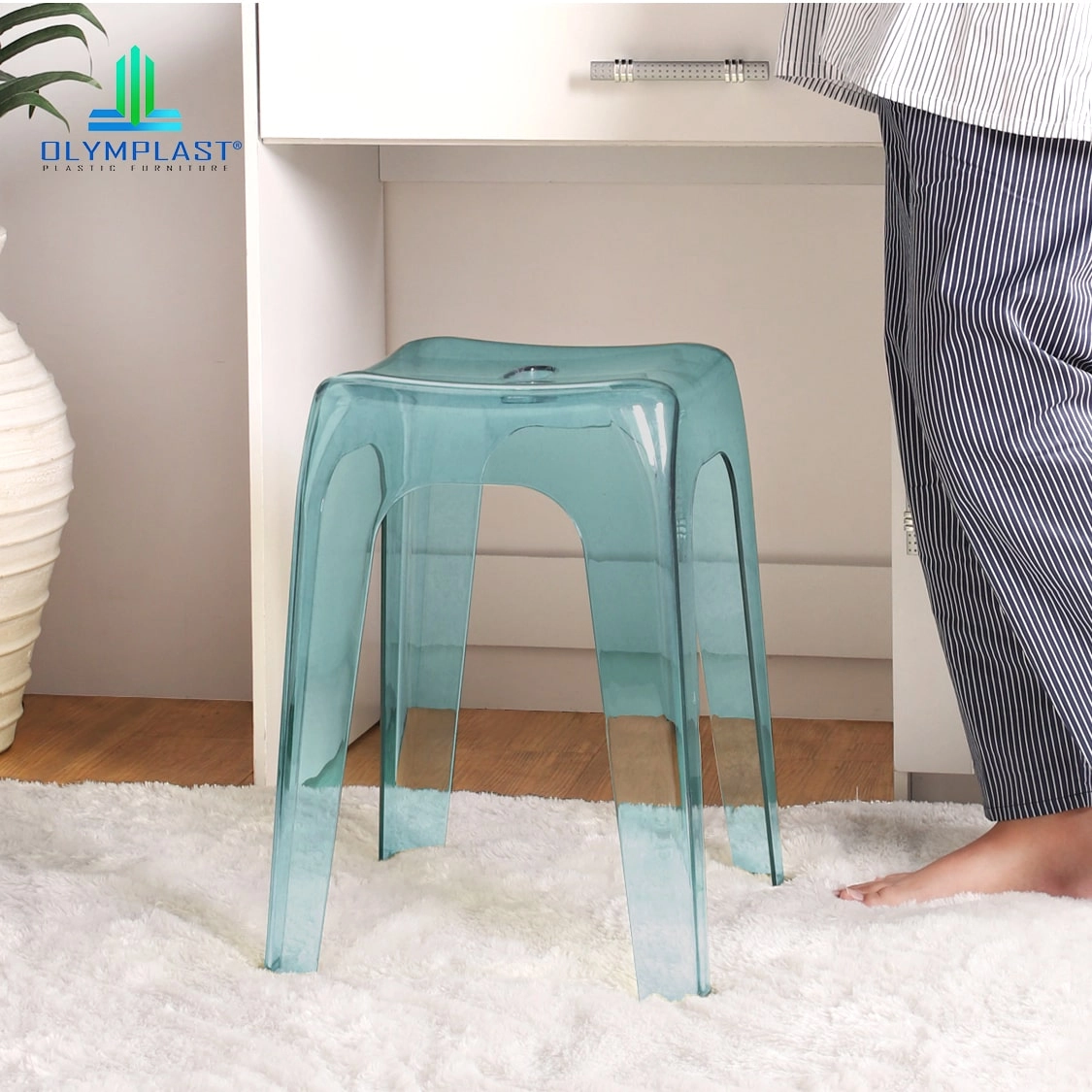 Crystal Stool Kursi Stool Plastik Transparan Kursi Bakso Kursi