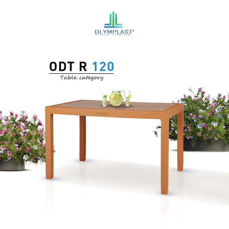 ODT Meja Makan Plastik Rotan Dining Table Rattan Olymplast Plastic Furniture